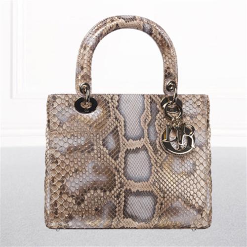 Bronze Pearlised Python 'Lady Dior' Bag 